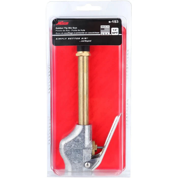Lever-Style Grip Industrial Air Blow Gun with Rubber Tip, 1/4" NPT, 153