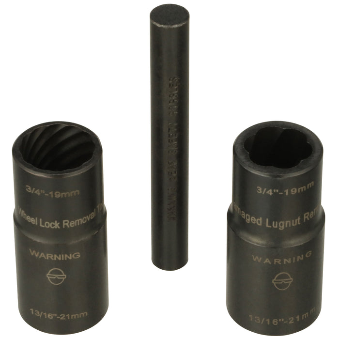 LT4300F – 3 Piece Twist Socket Lug Nut Removal System with Foam Storage Tray
