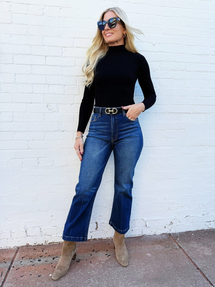 L.T.J Venice Almost Rigid Straight Crop Jeans In Dark - Infinity Raine