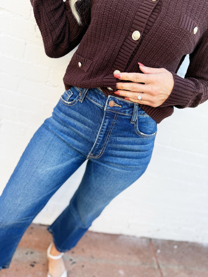 L.T.J Venice Almost Rigid Straight Crop Jeans In Dark - Infinity Raine
