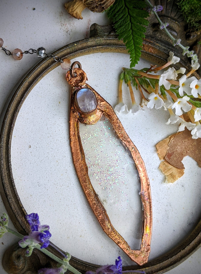 Magic Leaf Copper Electroformed Rosary Necklace - 12