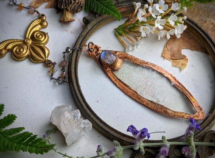 Magic Leaf Copper Electroformed Rosary Necklace - 12