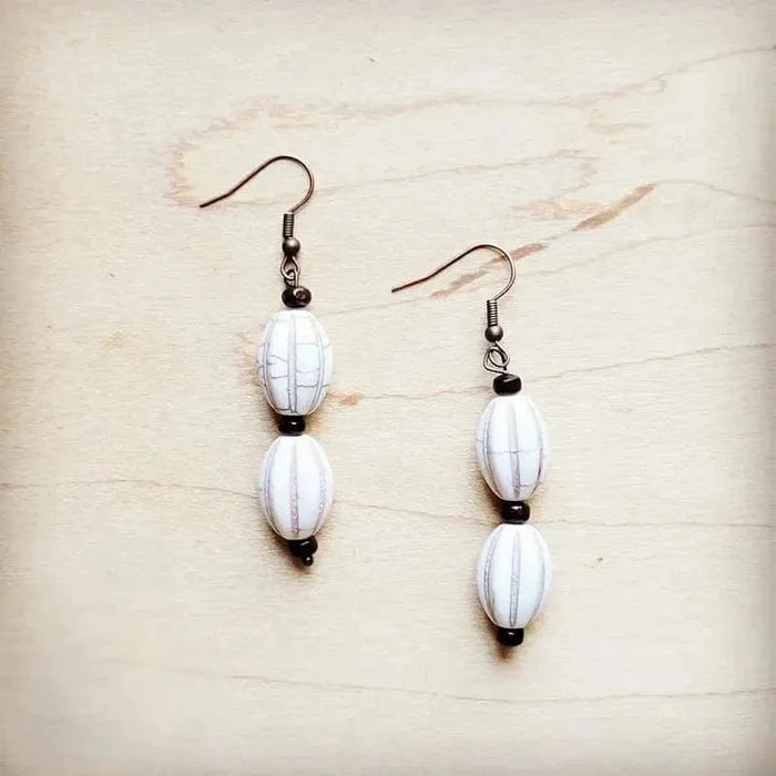 Melon Bead Earrings In White Turquoise - Infinity Raine