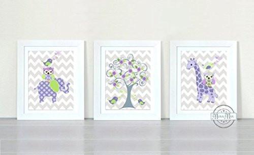 MuralMax- Whimsical Animals & Tree Theme - Chevron Unframed Prints - Set of 3-B018KOF3FE-MuralMax Interiors