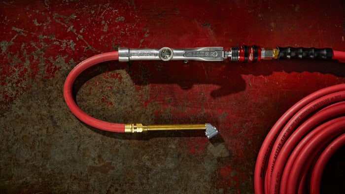 NEW & IMPROVED - Milton® Tire Inflator Gauge with Dual Head Air Chuck 15” Air Hose 10-160 PSI