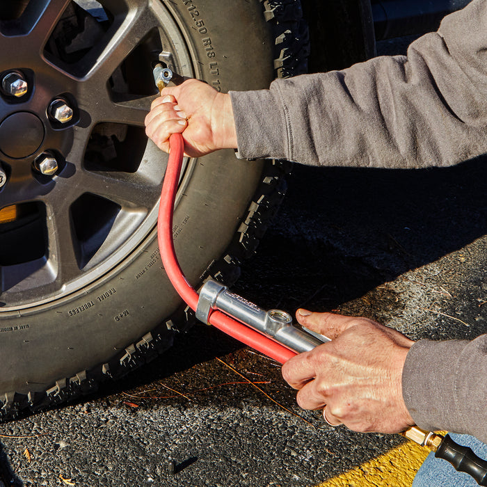 NEW & IMPROVED - Milton® Tire Inflator Gauge with Dual Head Straight Foot Air Chuck 15” Air Hose 10-160 PSI