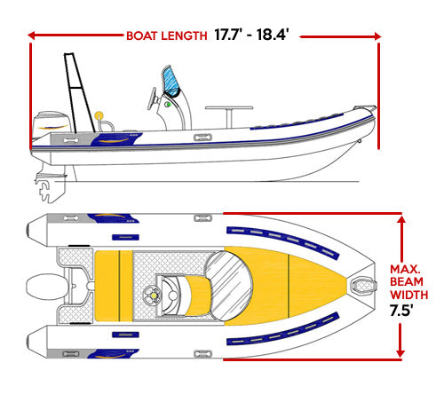 Oceansouth Rib Boat Cover Style A w/Rear Openings for Roller Bars - Bosuns Boat