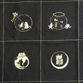 Orimono Imports - Neko Cat Cotton Fabric Panel - Navy, Black, or Red