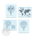 Personalized Global Hot Air Balloon Theme - Set of 4 - Unframed Prints-B01CRMKTBS-MuralMax Interiors