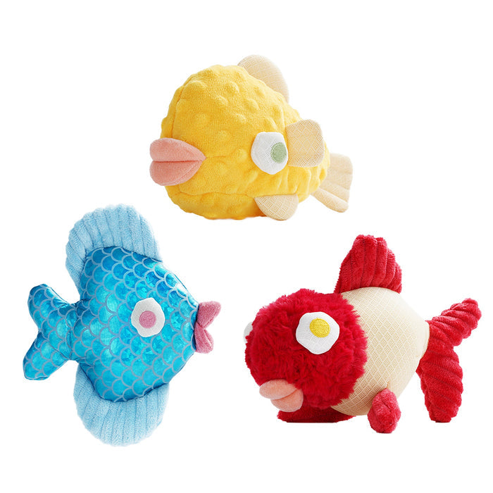 Plush Fish Dog Toys Set Squeaky Crinkle Chew Toys for Small Dogs