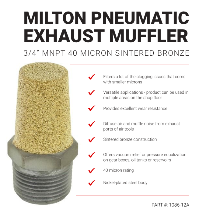 Pneumatic Exhaust Muffler, 3/4” MNPT
