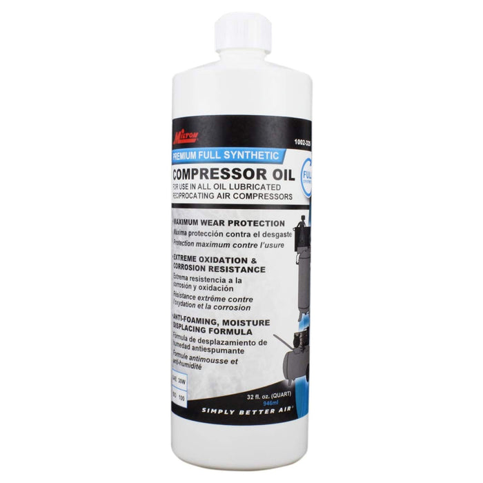 Premium Full Synthetic Air Compressor Oil (SAE 30W, ISO 100), 32 oz.