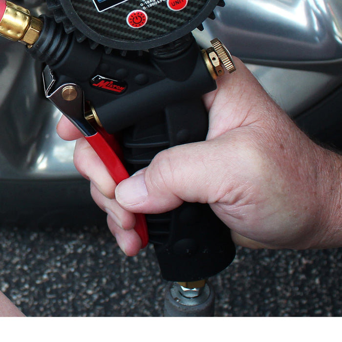 Pro Analog Tire Inflator/Pressure Pistol Grip Gauge, Ball Foot Air Chuck w/Clip, 36" Hose, 160PSI