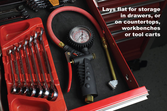 Pro Analog Tire Inflator/Pressure Pistol Grip Gauge, Kwik Grip Safety Chuck, 36" Hose -160PSI