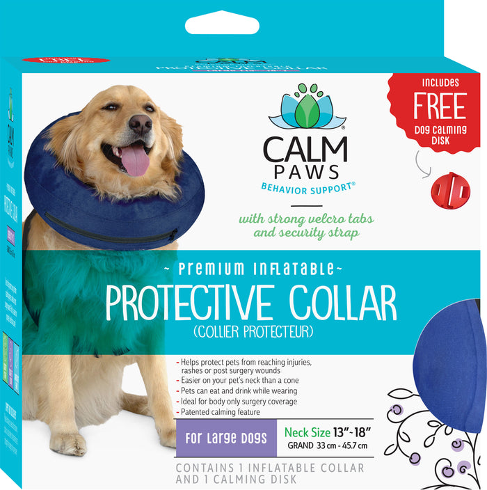 PROTECTIVE INFLATABLE COLLAR W/DOG CALMING DISK LG