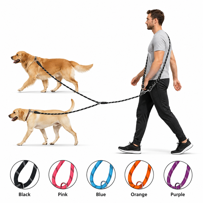 Reflective Hands-Free Dog Leash with Adjustable Bungee for Walking & Running