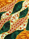 Senyo - Patterned Golden Kintsugi Cotton Fabric - Green and Orange