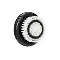 The Soniclear Face Brush (v.2) by Michael Todd Beauty features a round antimicrobial brush head with white bristles and a black circular pattern, set on a black base, designed for daily facial cleansing and pore unclogging. Shown on a white background.