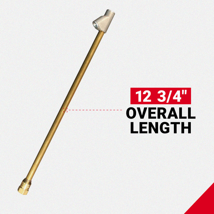 Straight Foot Dual Head Air Chuck for Tire Pressure Guage, 12" Extended Reach, 1/4" FNPT, 150 PSI, Truck, Tractor Trailer, Semi Truck, Dually, RV & Car, S-693-12