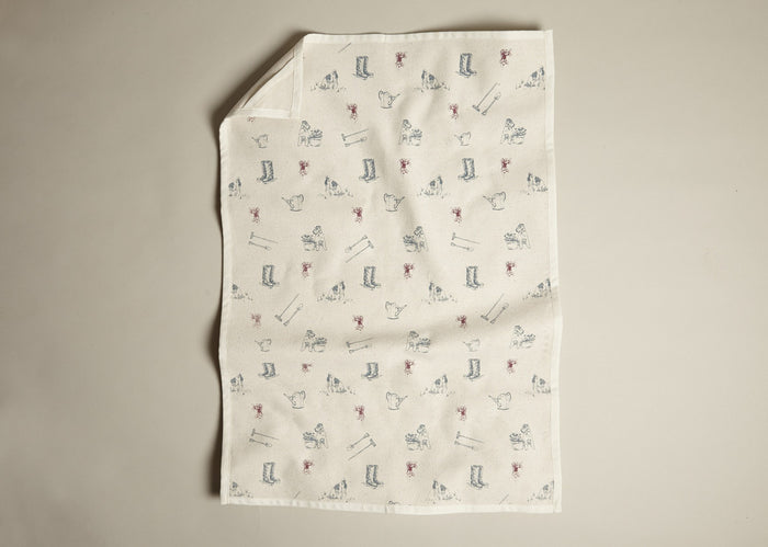 Tea towel and Wooden Spoon Gift Set: Bertie gardening print