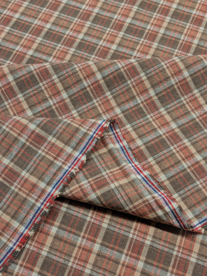 Textile Pantry - Madras Plaid Yarn Dyed Cotton Fabric - Brown & Red