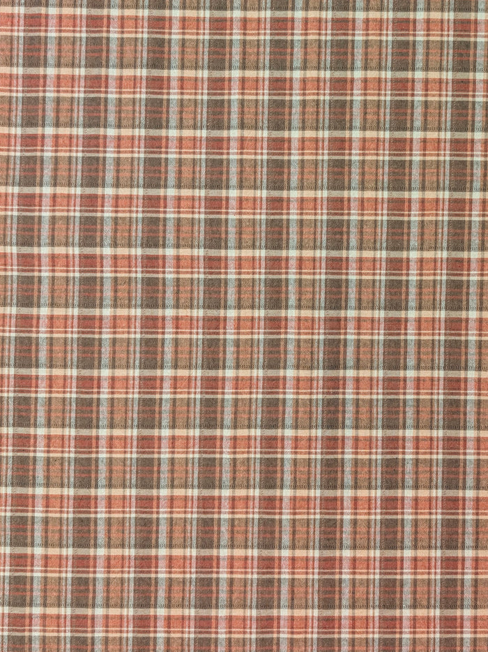 Textile Pantry - Madras Plaid Yarn Dyed Cotton Fabric - Brown & Red