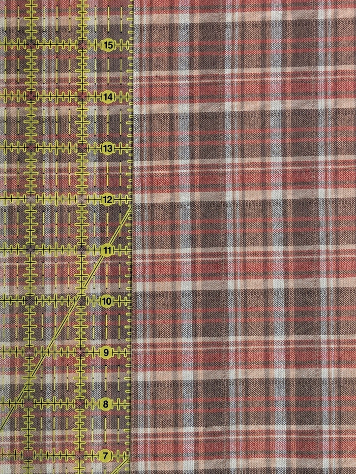 Textile Pantry - Madras Plaid Yarn Dyed Cotton Fabric - Brown & Red