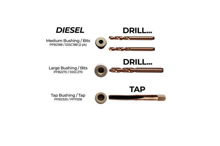 Upgrade Kit to Extractorless Broken Bolt Repair: Drill Bit, Bushing Tap ProKit - Gas/Diesel Engines