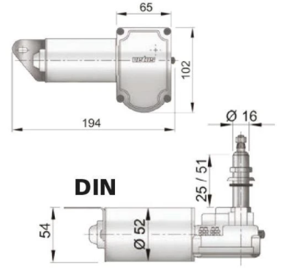 VETUS WIPER MOTOR  - Self Parking 2 Speed with Tapered End Spindle