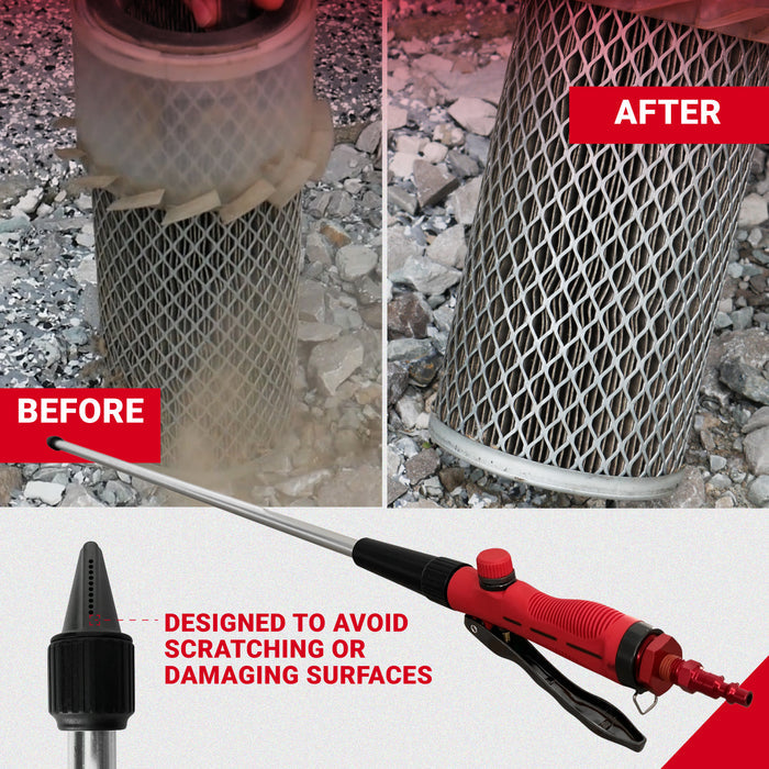 Water and Air Industrial Power Wand, filter cleaning, damage protection