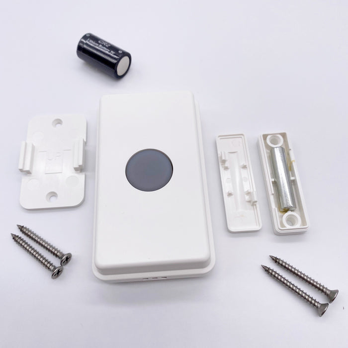 doorbell button with mounting hardware and battery