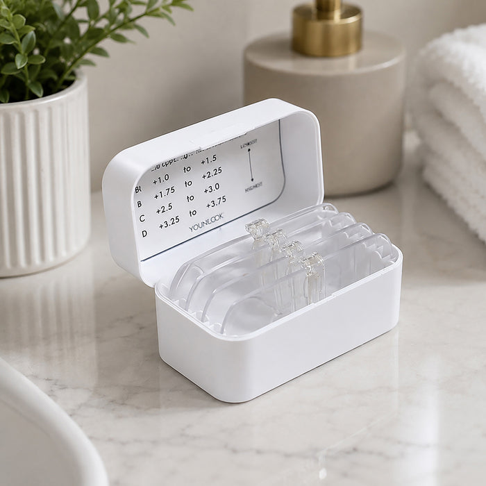 Younilook container with entire set of corrective lenses