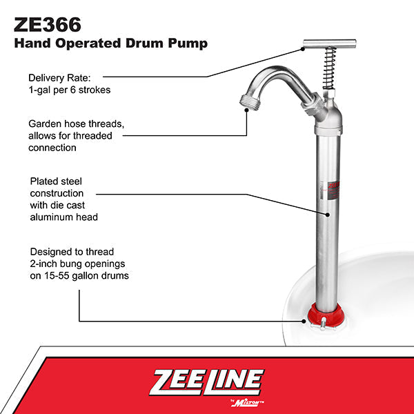 ZE366 - Hand Operated Drum Pump (1 Gallon Per 6 Strokes)