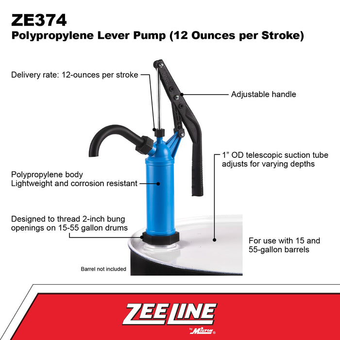 ZE374 - Polypropylene Lever Pump (12 Ounces Per Stroke)